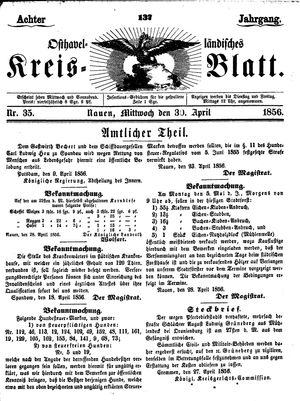 Osthavelländisches Kreisblatt vom 30.04.1856