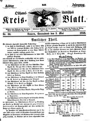 Osthavelländisches Kreisblatt vom 03.05.1856