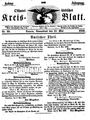 Osthavelländisches Kreisblatt vom 10.05.1856