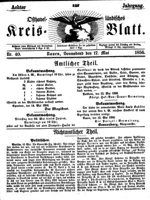 Osthavelländisches Kreisblatt vom 17.05.1856