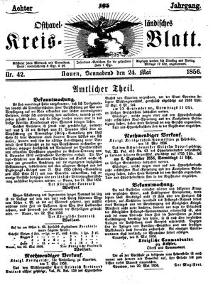 Osthavelländisches Kreisblatt vom 24.05.1856