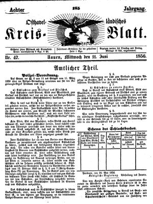 Osthavelländisches Kreisblatt vom 11.06.1856
