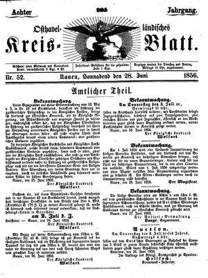 Osthavelländisches Kreisblatt vom 28.06.1856