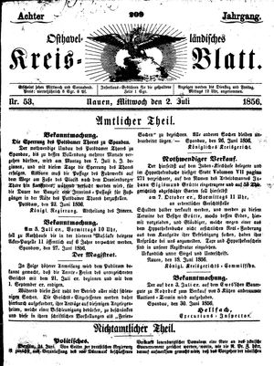 Osthavelländisches Kreisblatt vom 02.07.1856