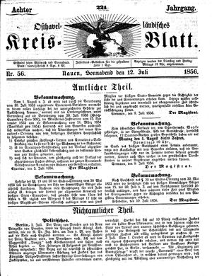 Osthavelländisches Kreisblatt vom 12.07.1856