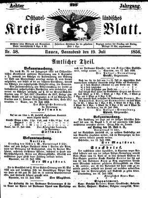 Osthavelländisches Kreisblatt vom 19.07.1856