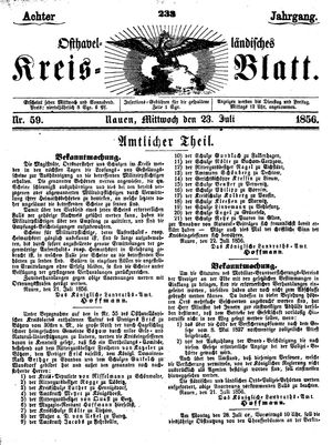 Osthavelländisches Kreisblatt vom 23.07.1856