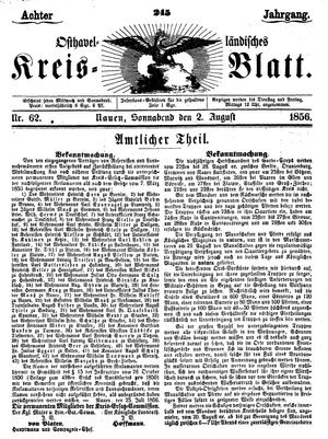 Osthavelländisches Kreisblatt vom 02.08.1856