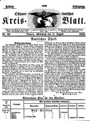 Osthavelländisches Kreisblatt vom 06.08.1856