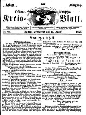 Osthavelländisches Kreisblatt on Aug 16, 1856