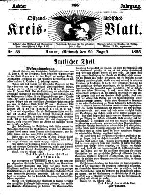 Osthavelländisches Kreisblatt vom 20.08.1856