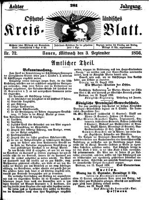 Osthavelländisches Kreisblatt vom 03.09.1856