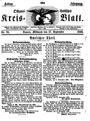 Osthavelländisches Kreisblatt vom 17.09.1856