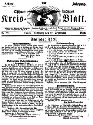 Osthavelländisches Kreisblatt on Sep 17, 1856