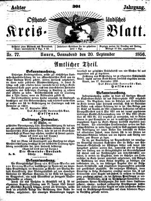 Osthavelländisches Kreisblatt vom 20.09.1856