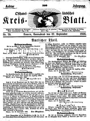 Osthavelländisches Kreisblatt vom 27.09.1856