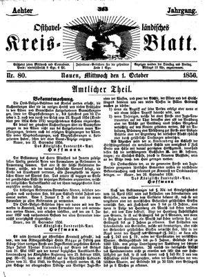 Osthavelländisches Kreisblatt vom 01.10.1856