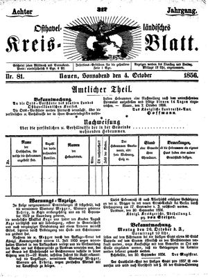 Osthavelländisches Kreisblatt vom 04.10.1856