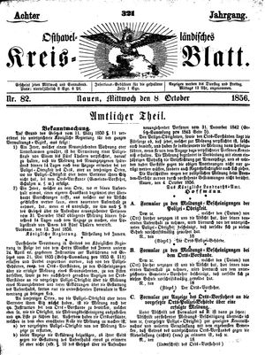 Osthavelländisches Kreisblatt vom 08.10.1856
