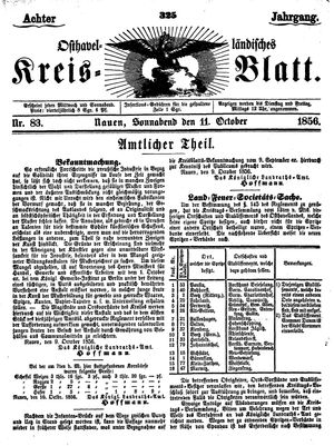 Osthavelländisches Kreisblatt vom 11.10.1856