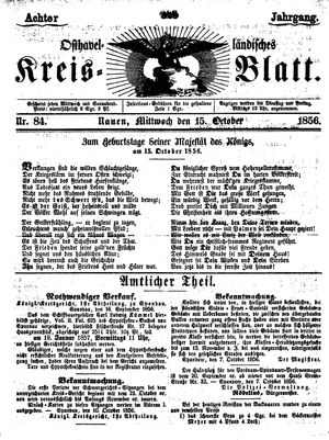 Osthavelländisches Kreisblatt vom 15.10.1856