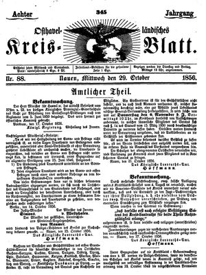 Osthavelländisches Kreisblatt vom 29.10.1856