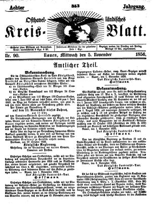 Osthavelländisches Kreisblatt vom 05.11.1856
