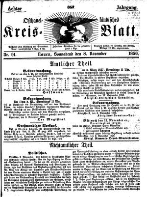Osthavelländisches Kreisblatt vom 08.11.1856