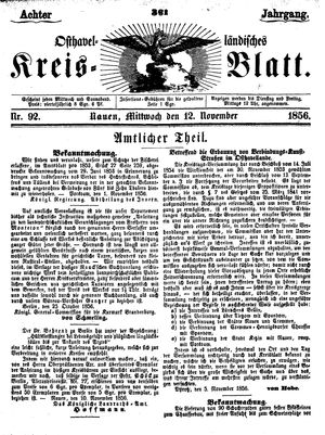 Osthavelländisches Kreisblatt vom 12.11.1856