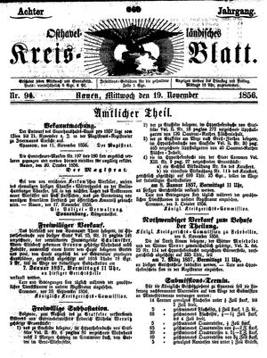 Osthavelländisches Kreisblatt vom 19.11.1856
