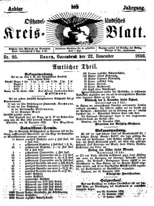 Osthavelländisches Kreisblatt vom 22.11.1856