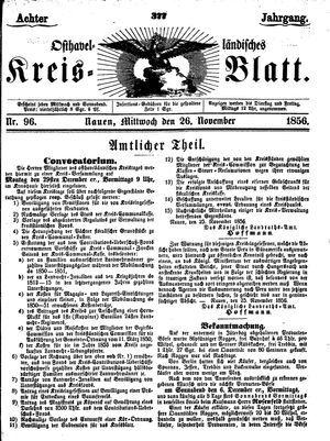 Osthavelländisches Kreisblatt vom 26.11.1856