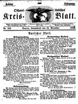 Osthavelländisches Kreisblatt on Dec 13, 1856