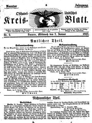 Osthavelländisches Kreisblatt vom 07.01.1857