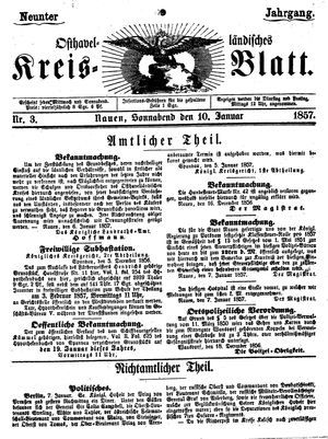 Osthavelländisches Kreisblatt vom 10.01.1857