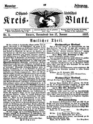 Osthavelländisches Kreisblatt vom 17.01.1857