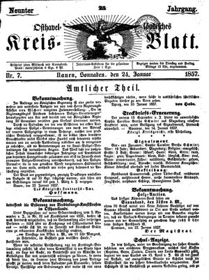 Osthavelländisches Kreisblatt vom 24.01.1857