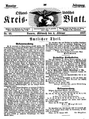 Osthavelländisches Kreisblatt vom 04.02.1857