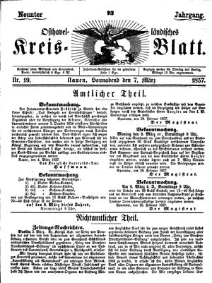 Osthavelländisches Kreisblatt on Mar 7, 1857