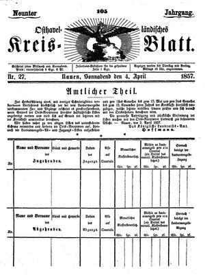 Osthavelländisches Kreisblatt vom 04.04.1857