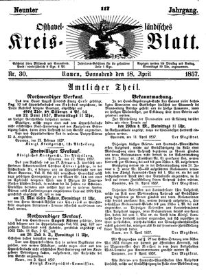 Osthavelländisches Kreisblatt vom 18.04.1857