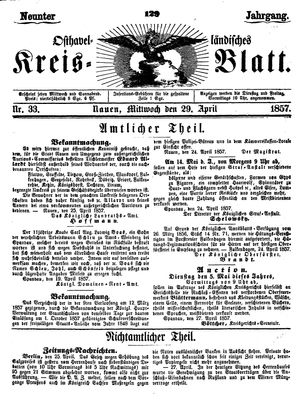 Osthavelländisches Kreisblatt vom 29.04.1857