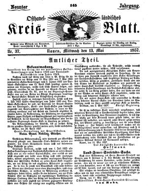 Osthavelländisches Kreisblatt vom 13.05.1857