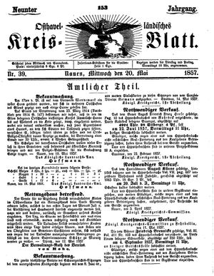 Osthavelländisches Kreisblatt vom 20.05.1857