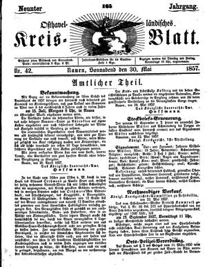Osthavelländisches Kreisblatt on May 30, 1857