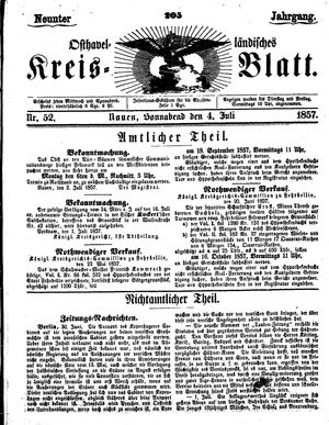 Osthavelländisches Kreisblatt vom 04.07.1857