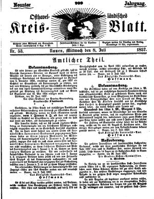 Osthavelländisches Kreisblatt vom 08.07.1857
