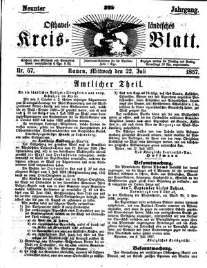 Osthavelländisches Kreisblatt vom 22.07.1857