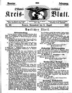 Osthavelländisches Kreisblatt vom 08.08.1857