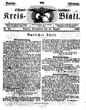 Osthavelländisches Kreisblatt vom 15.08.1857